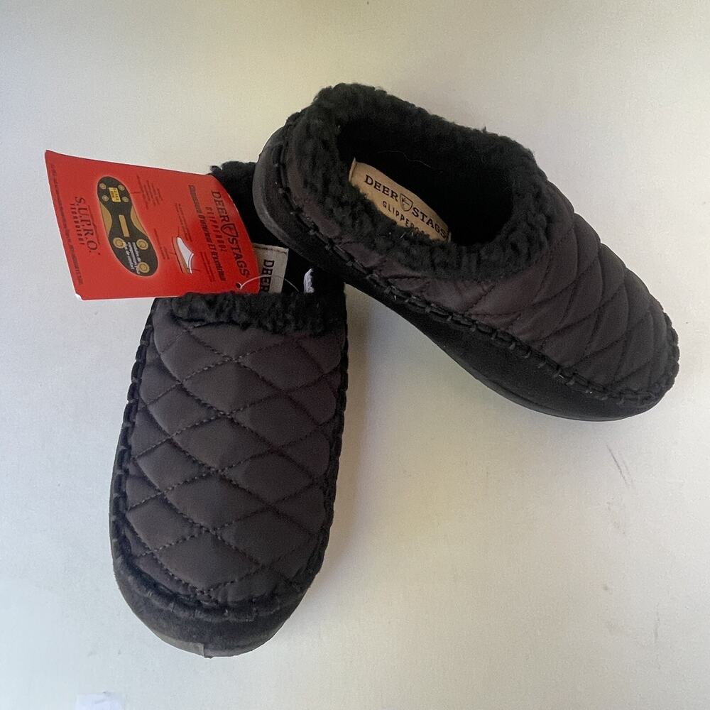 Deer Stags Boy's Lil ALMA Slipper, Black, Size 1 Little Kid - New